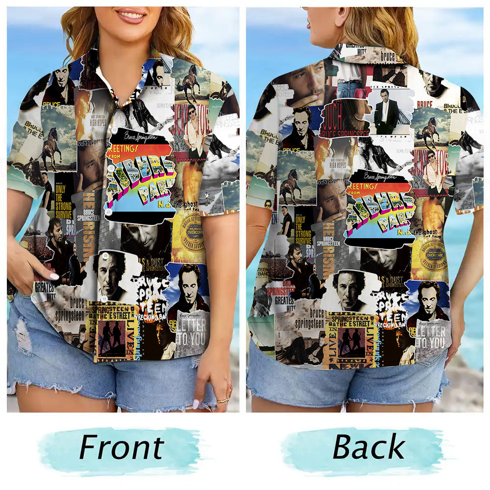 Bruce Springsteen Albums Covers Collage Unisex Hawaiian Shirt