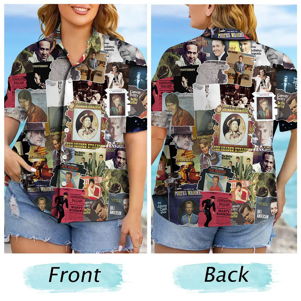 70's Country Albums Covers Collage Unisex Hawaiian Shirt