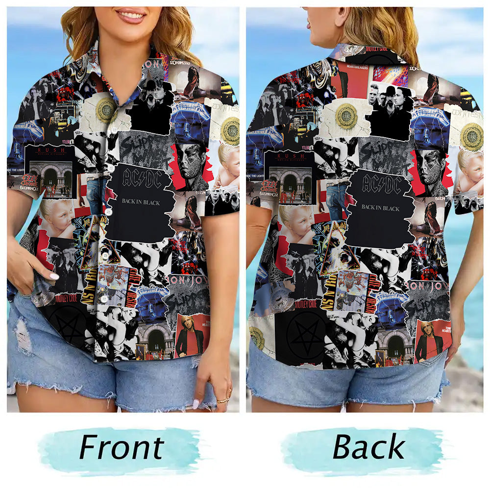 80s Rock Albums Covers Collage Unisex Hawaiian Shirt