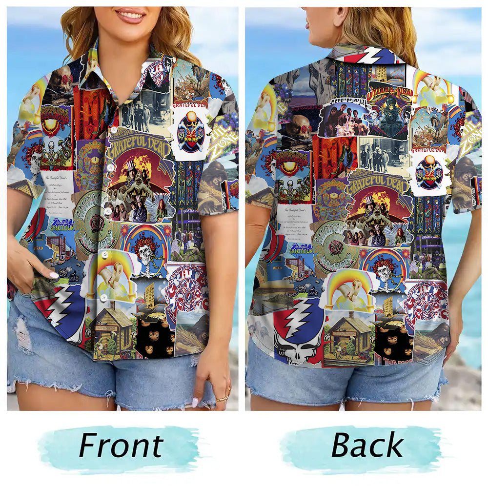 Grateful Dead Albums Covers Collage Unisex Hawaiian Shirt