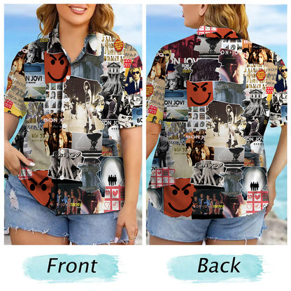 Bon Jovi Albums Covers Collage Unisex Hawaiian Shirt