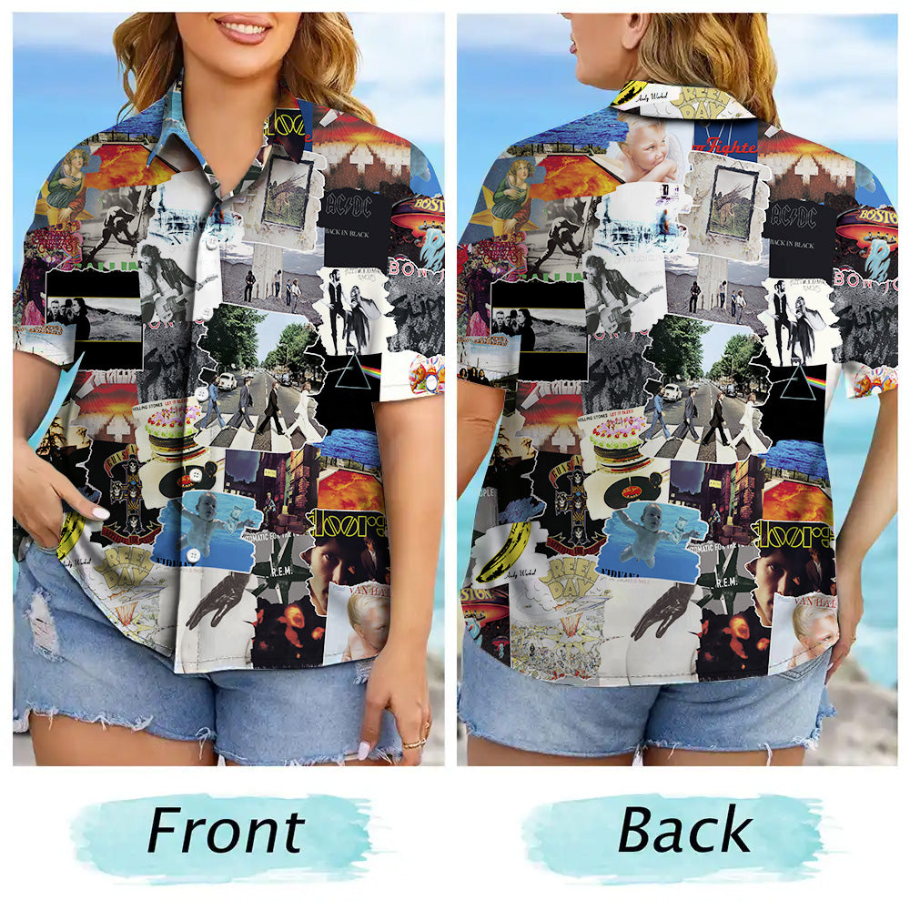 Essential Rock Albums Covers Collage Unisex Hawaiian Shirt