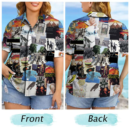 Essential Rock Albums Covers Collage Unisex Hawaiian Shirt