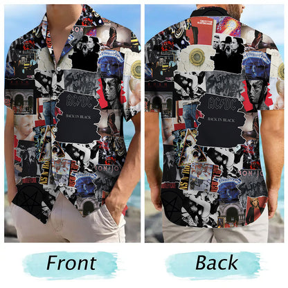 80s Rock Albums Covers Collage Unisex Hawaiian Shirt