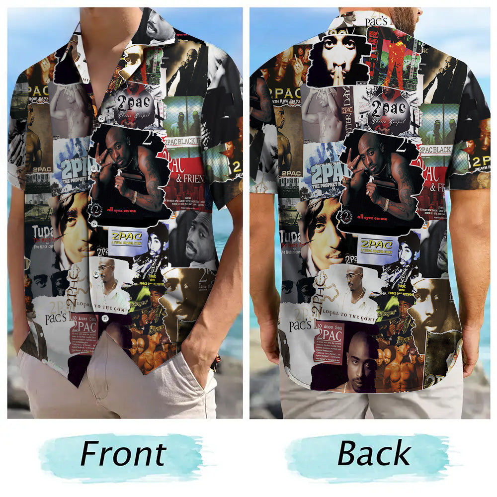 Tupac Albums Covers Collage Unisex Hawaiian Shirt
