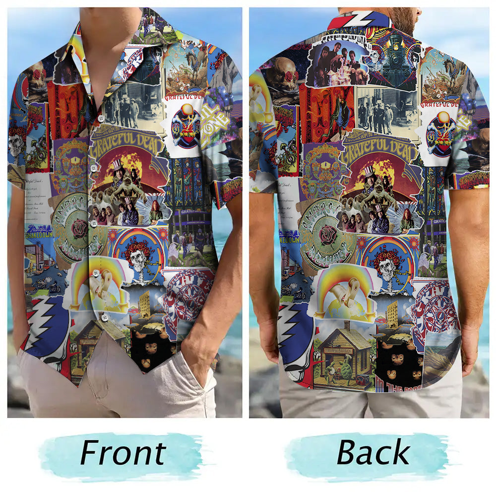 Grateful Dead Albums Covers Collage Unisex Hawaiian Shirt