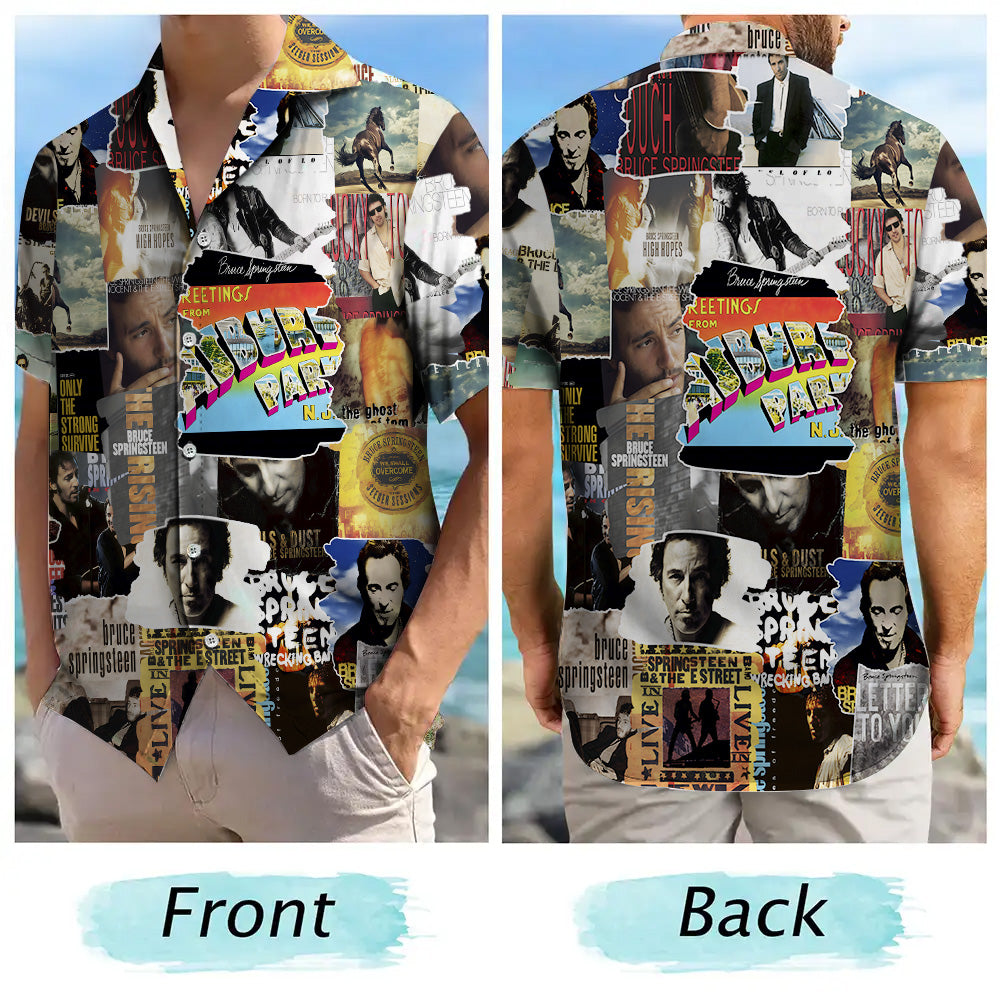Bruce Springsteen Albums Covers Collage Unisex Hawaiian Shirt