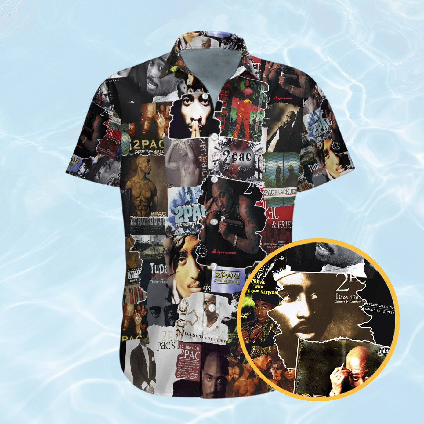 Tupac Albums Covers Collage Unisex Hawaiian Shirt