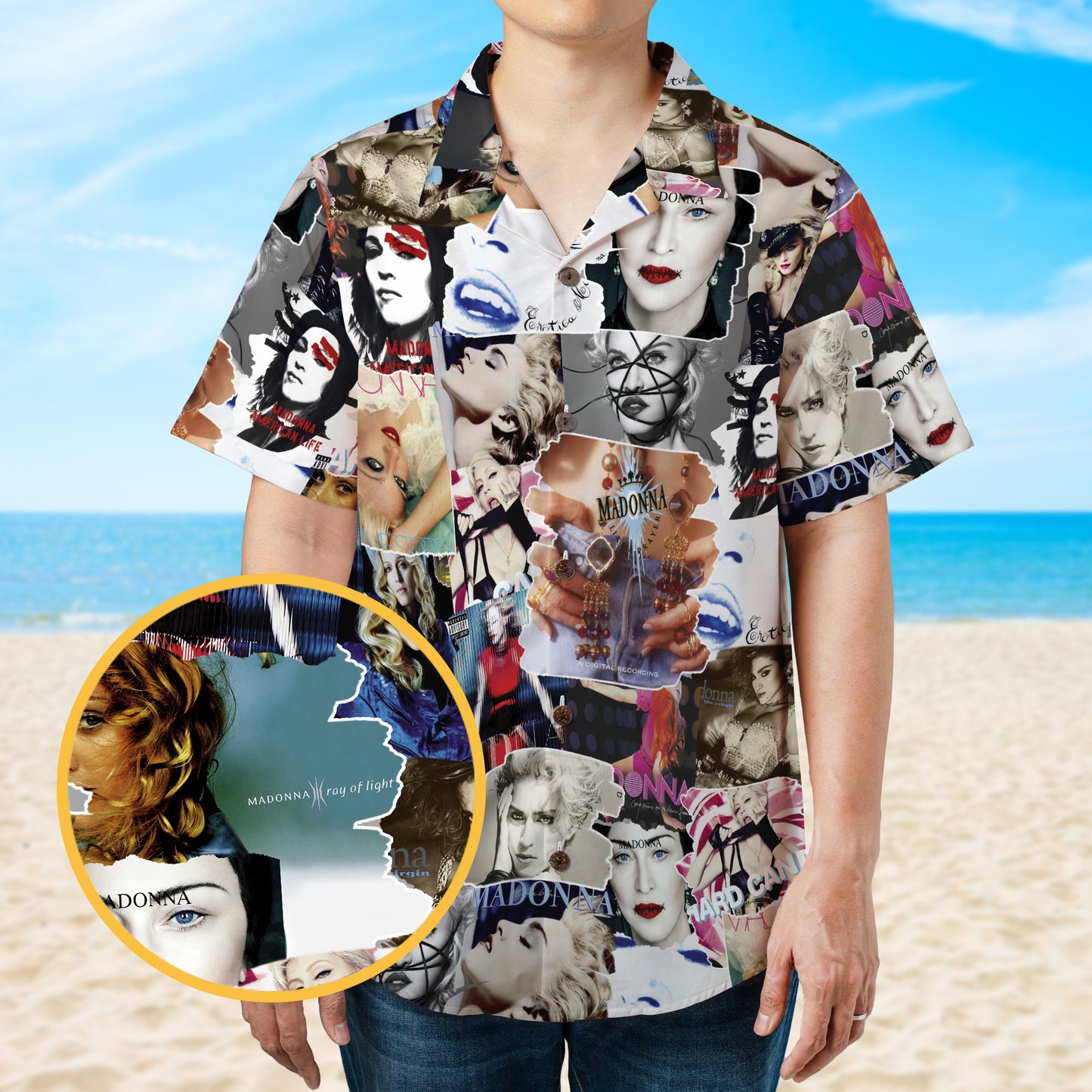 Madonna Albums Covers Collage Unisex Hawaiian Shirt
