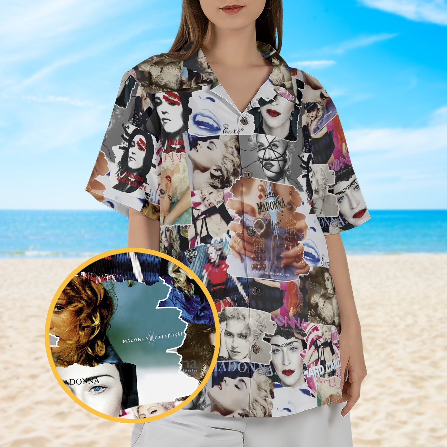 Madonna Albums Covers Collage Unisex Hawaiian Shirt