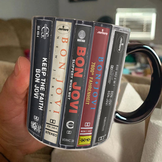 Bon Jovi Albums Cassette Collection Retro Accent Mug