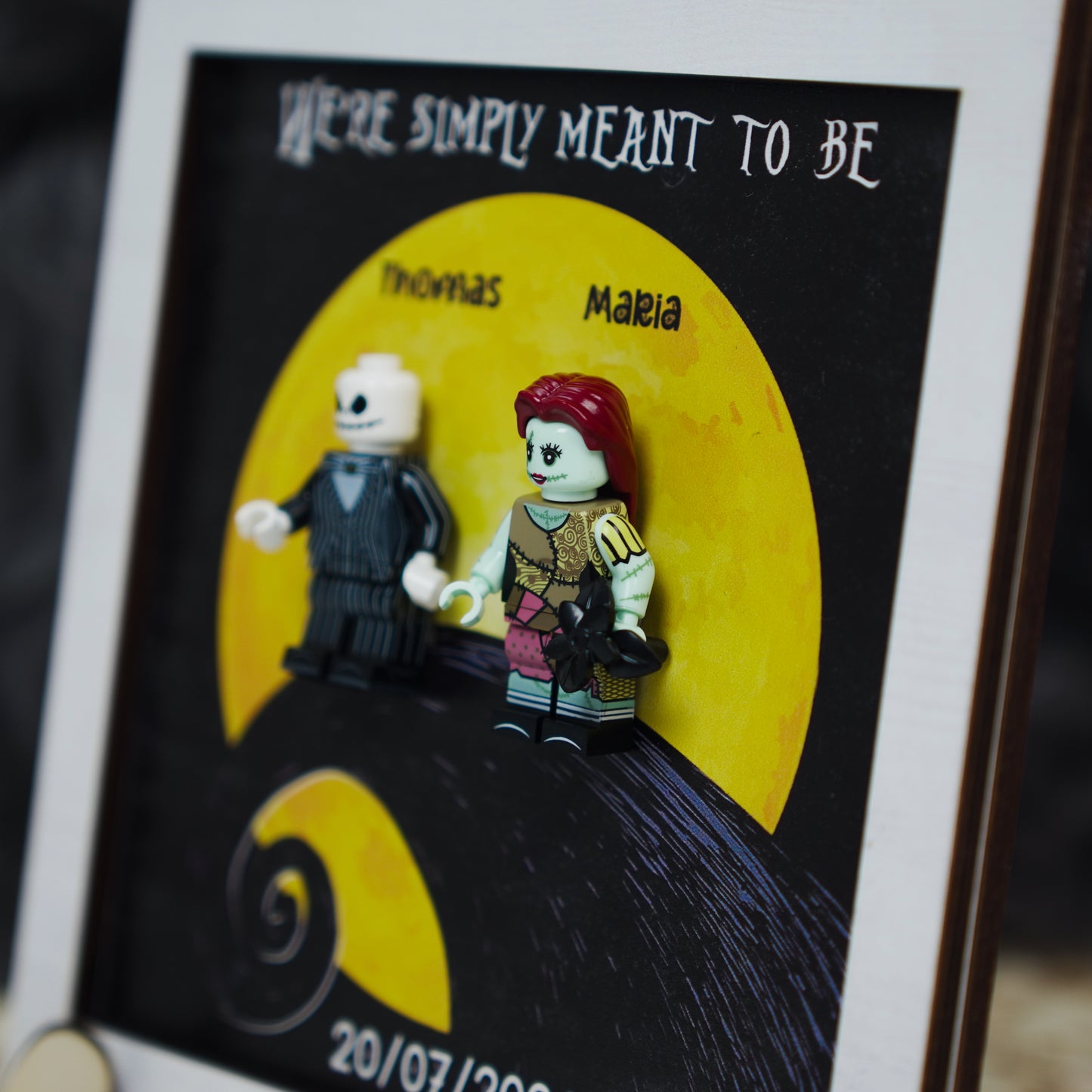 Custom We're Simply Meant To Be Jack and Sally Mini Figure Wooden Plaque