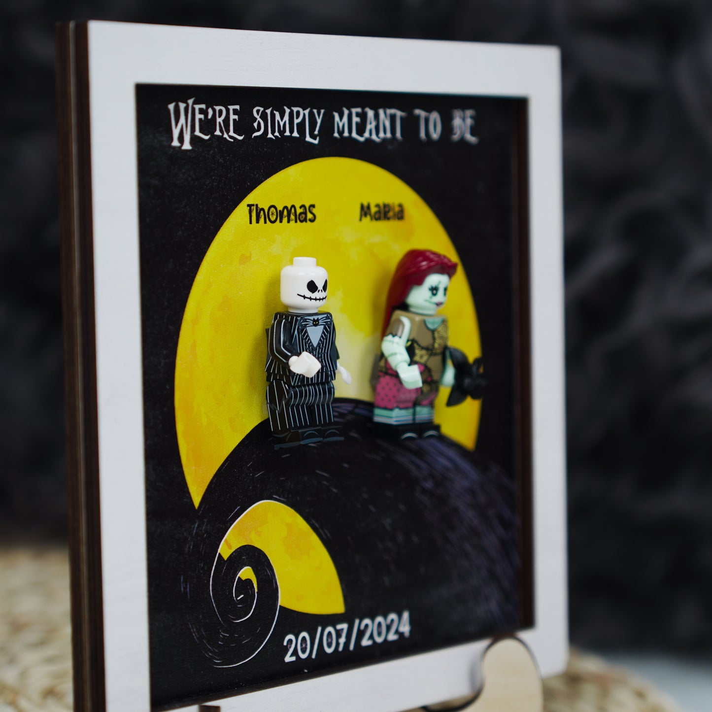 Custom We're Simply Meant To Be Jack and Sally Mini Figure Wooden Plaque