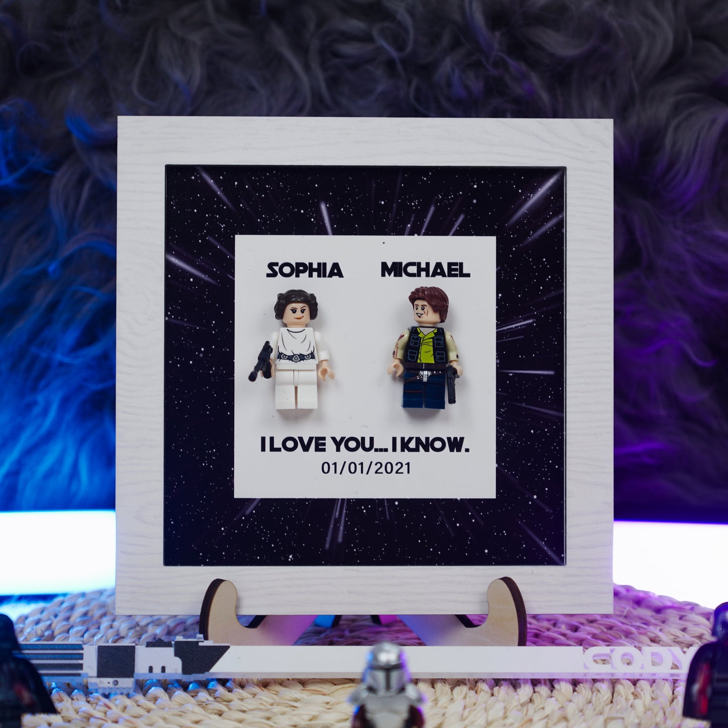 Custom I Love You I Know Leia and Han Mini Figure Wooden Plaque