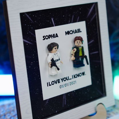 Custom I Love You I Know Leia and Han Mini Figure Wooden Plaque