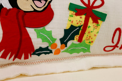 Custom Name Muslin Pillowcase - 4-Layer, Handmade with Applique Cartoon Characters