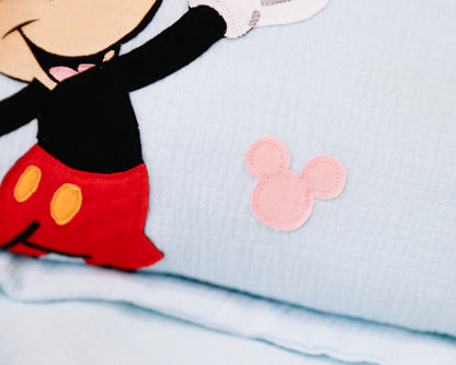 Custom Name Muslin Pillowcase - 4-Layer, Handmade with Applique Cartoon Characters