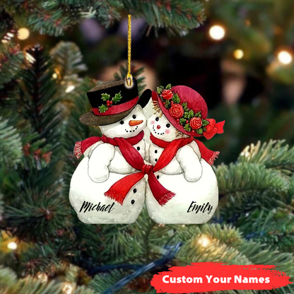 Custom Couple Snowman Christmas Ornament