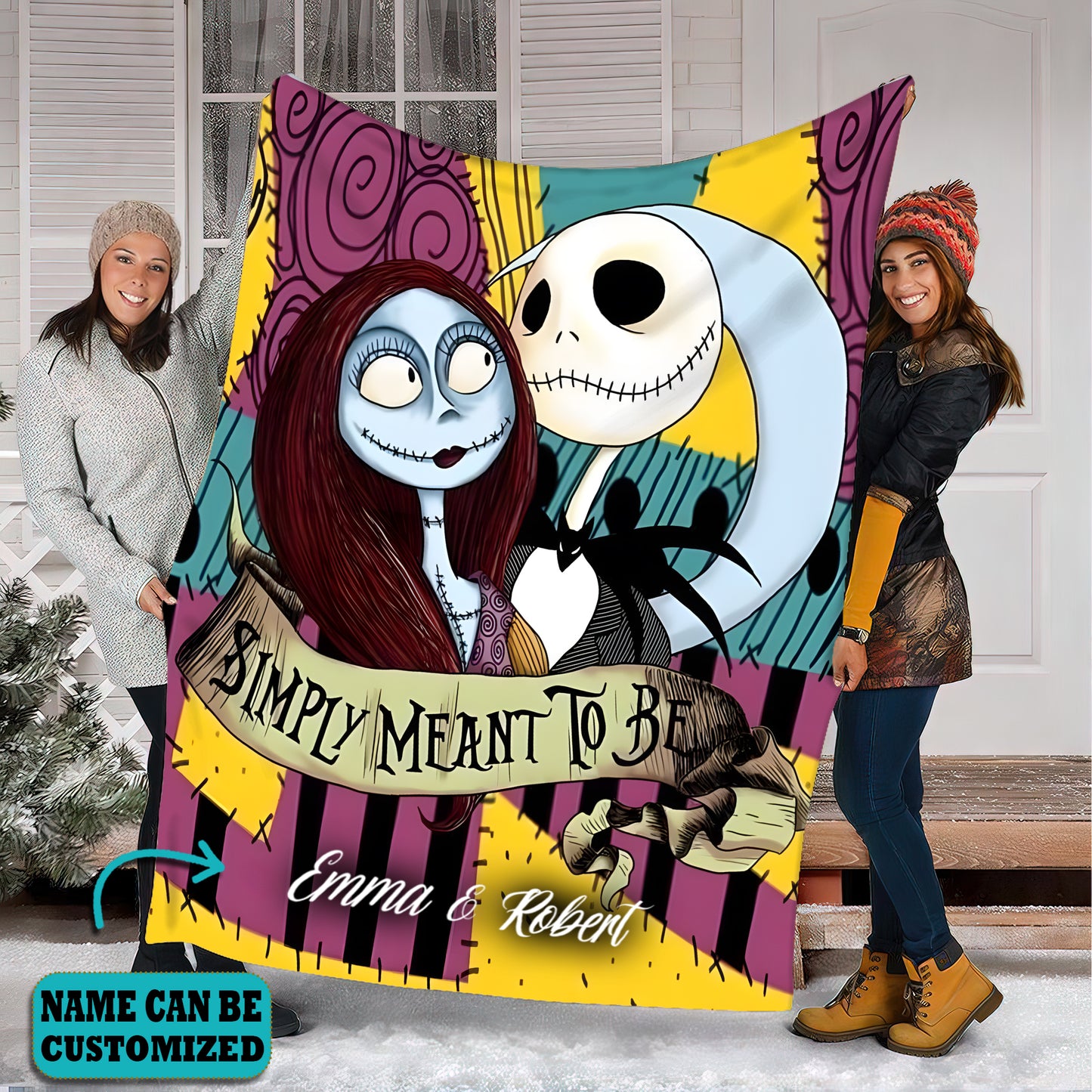 Personalized Couple Halloween Jack And Sally Blanket