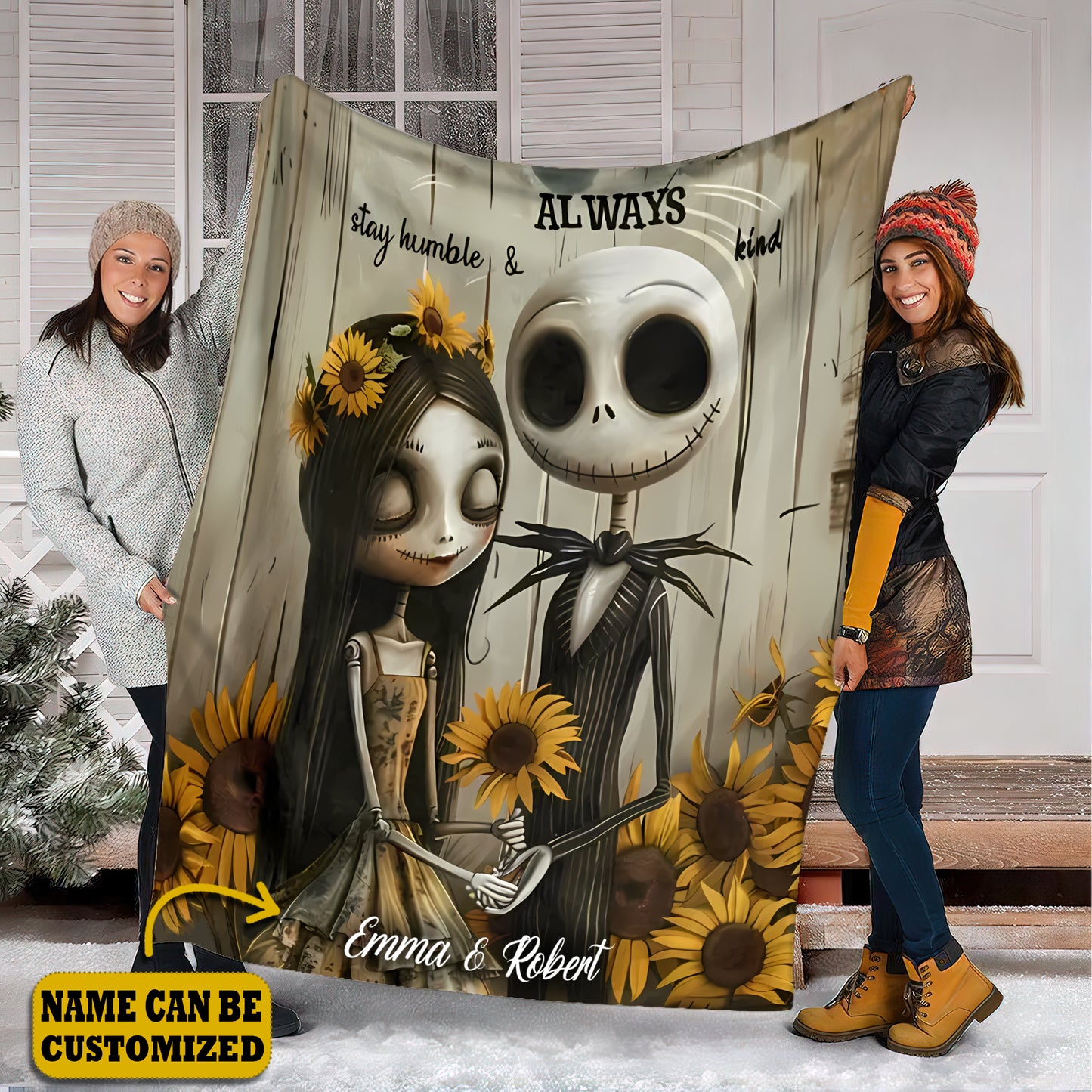 Personalized Couple Halloween Always Stay Humble & Kind Blanket