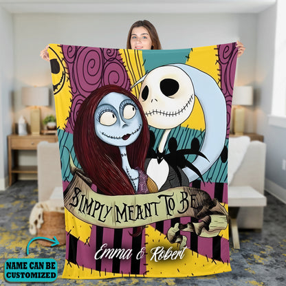 Personalized Couple Halloween Jack And Sally Blanket