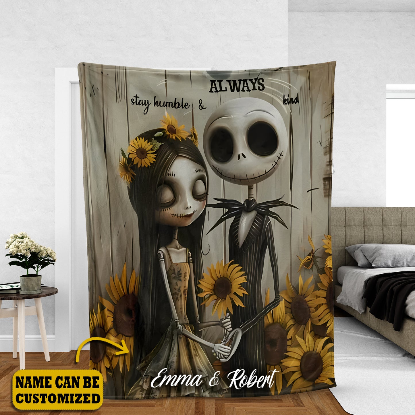 Personalized Couple Halloween Always Stay Humble & Kind Blanket