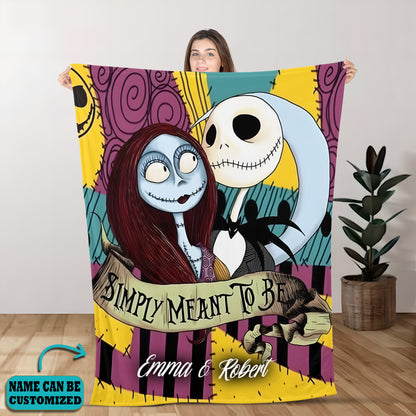 Personalized Couple Halloween Jack And Sally Blanket