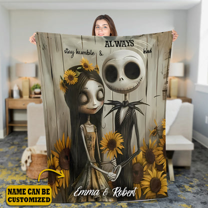 Personalized Couple Halloween Always Stay Humble & Kind Blanket