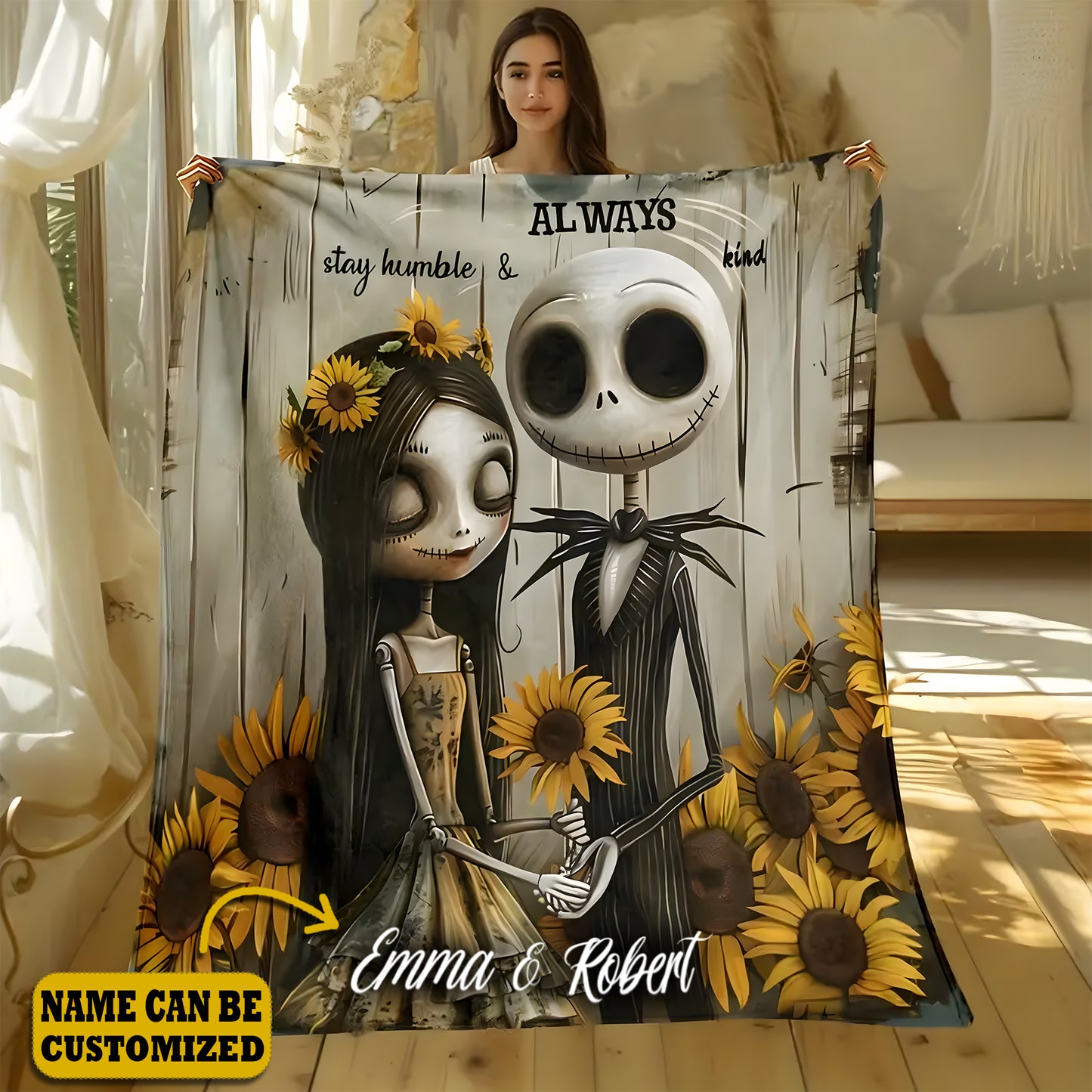 Personalized Couple Halloween Always Stay Humble & Kind Blanket