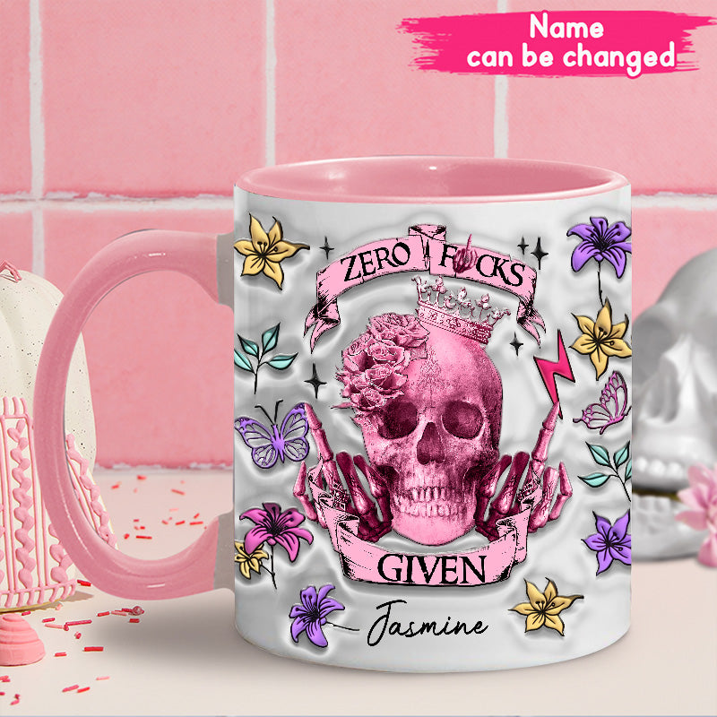 Skull Tattoo Zero Fucks Given Accent Mug