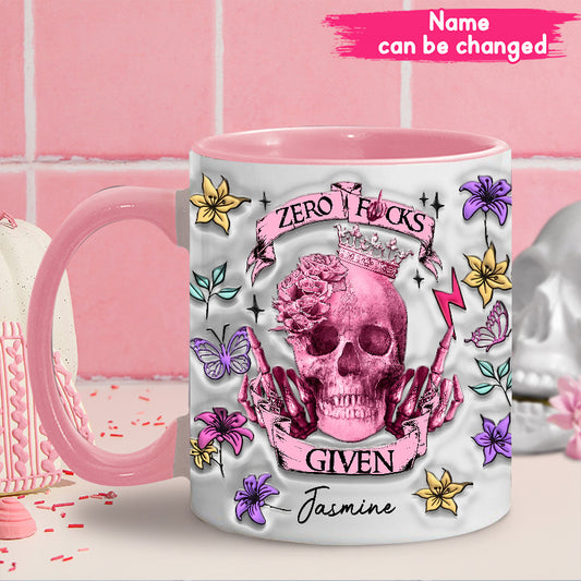 Skull Tattoo Zero Fucks Given Accent Mug