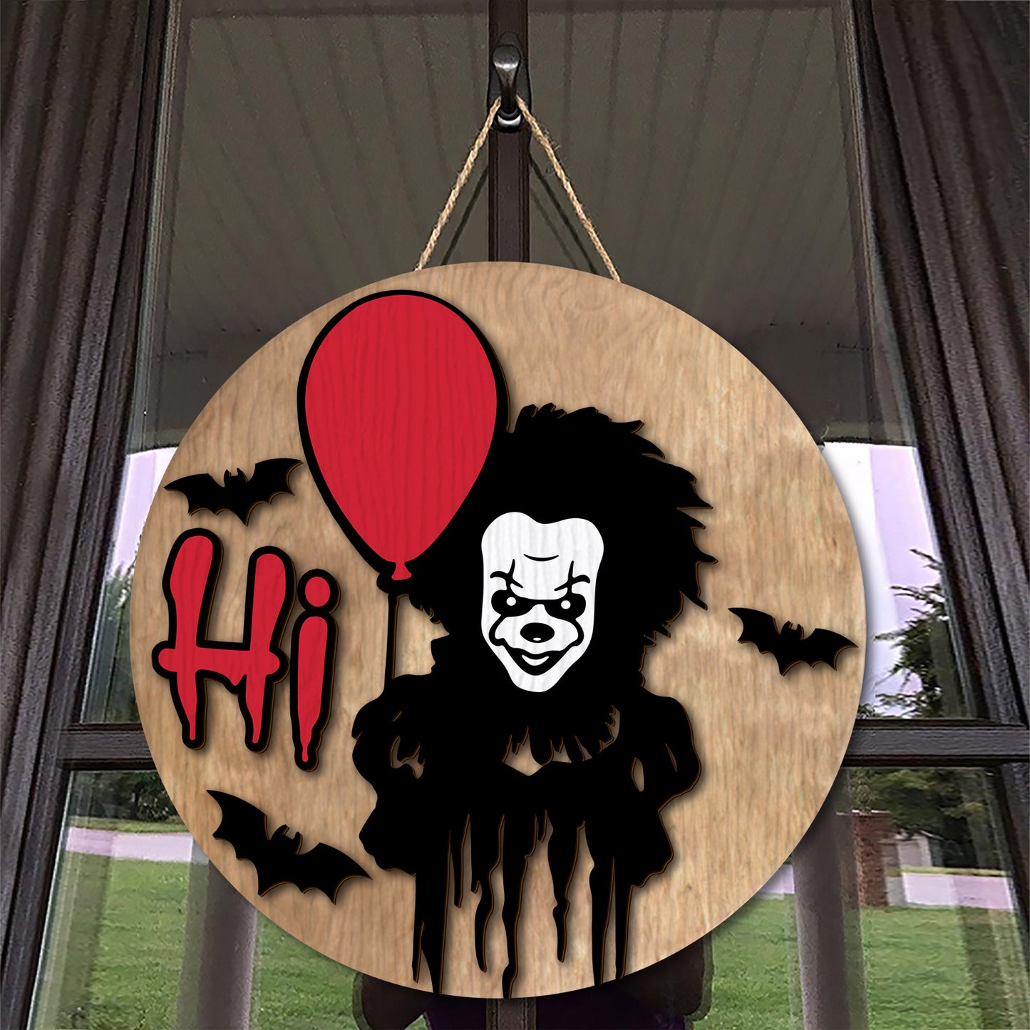 Halloween Welcome Horror IT Character 2 Layered Door Hanger Sign