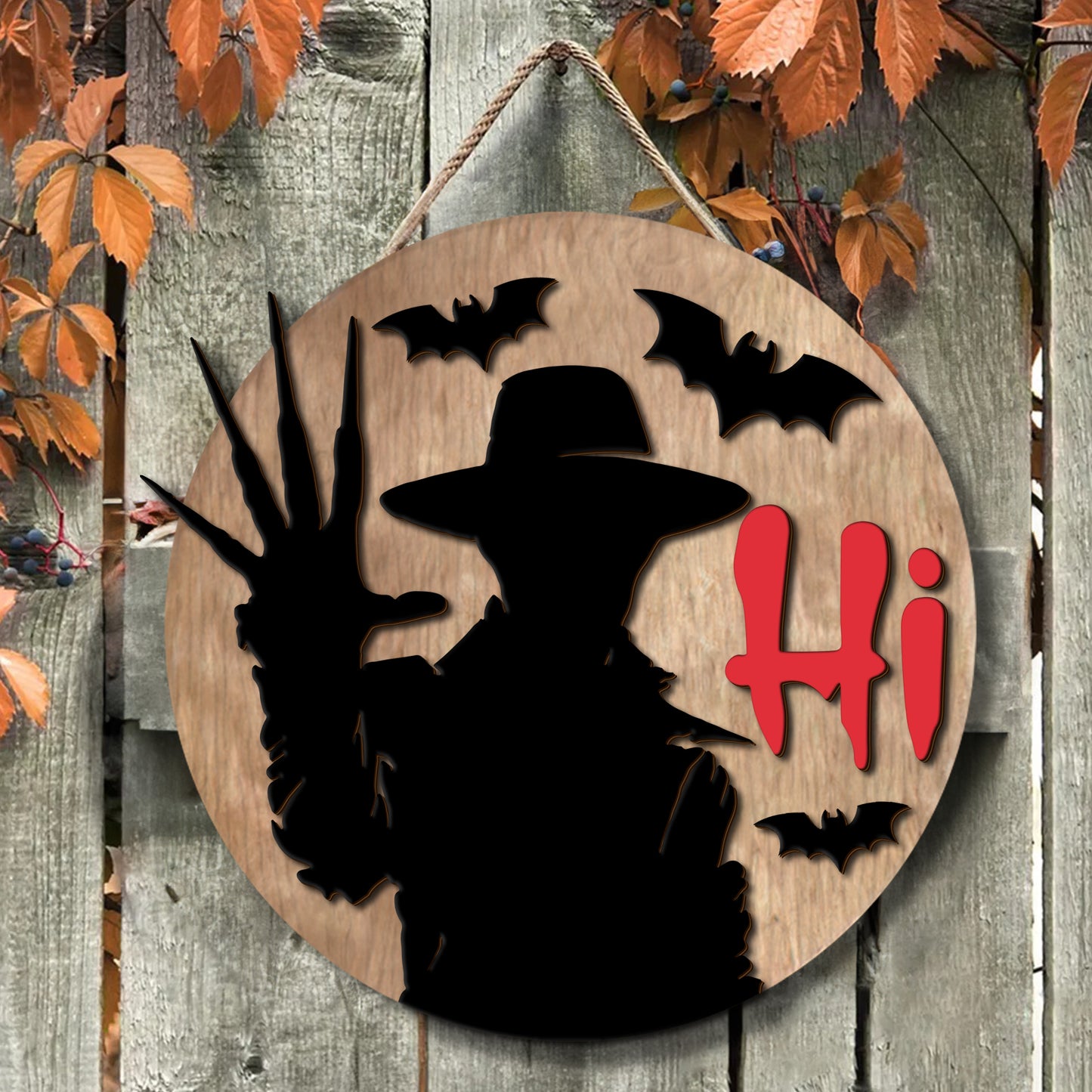 Halloween Welcome Horror Character 2 Layered Door Hanger Sign