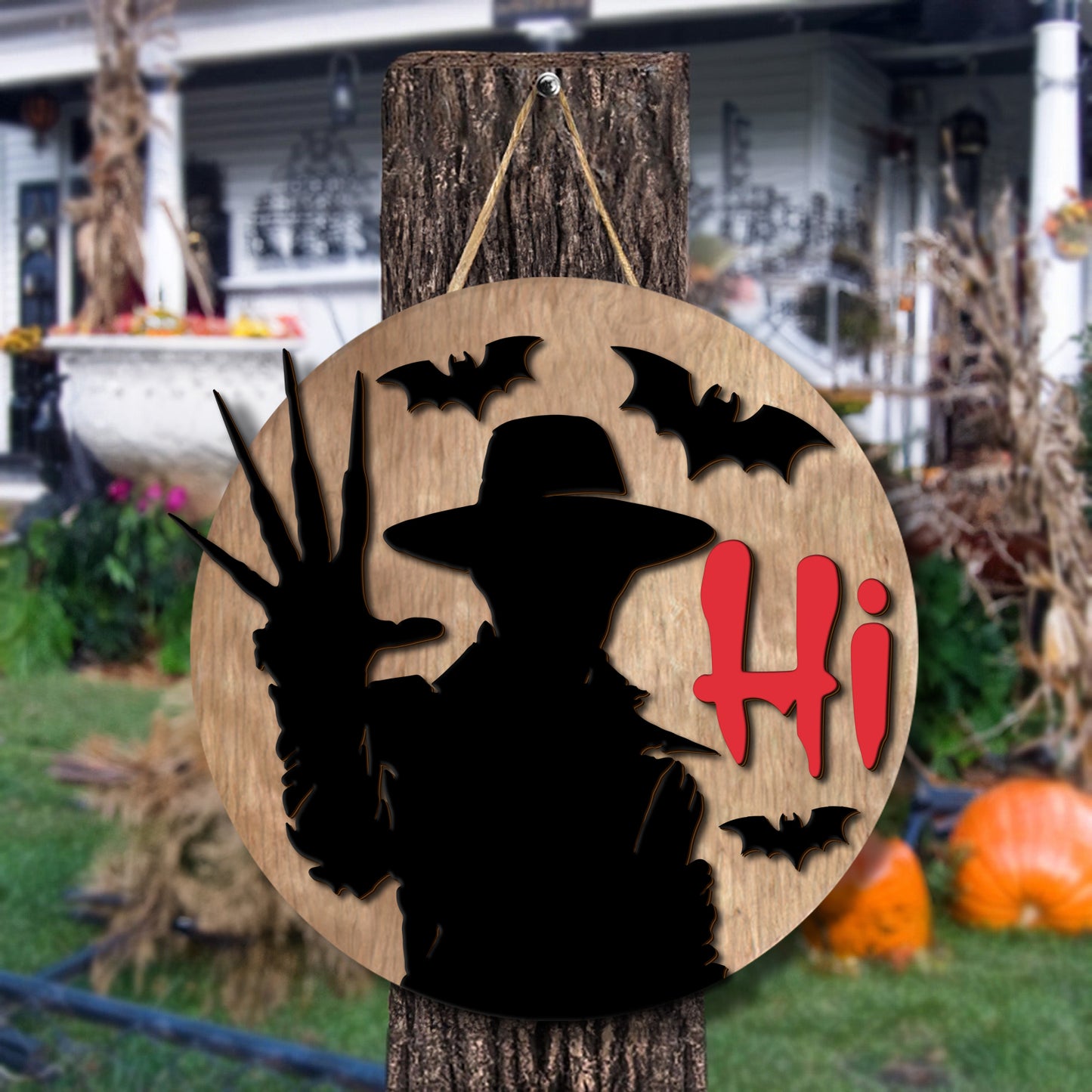 Halloween Welcome Horror Character 2 Layered Door Hanger Sign