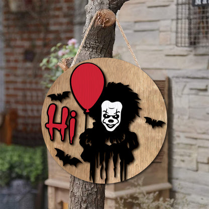 Halloween Welcome Horror IT Character 2 Layered Door Hanger Sign