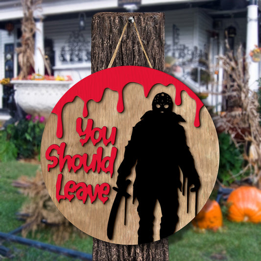 Halloween Welcome Horror Jason Character 2 Layered Door Hanger Sign