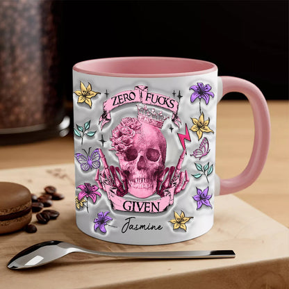 Skull Tattoo Zero Fucks Given Accent Mug