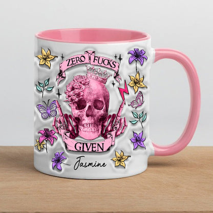 Skull Tattoo Zero Fucks Given Accent Mug