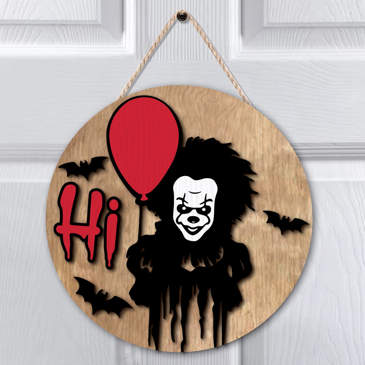 Halloween Welcome Horror IT Character 2 Layered Door Hanger Sign