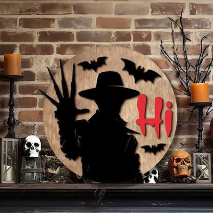 Halloween Welcome Horror Character 2 Layered Door Hanger Sign