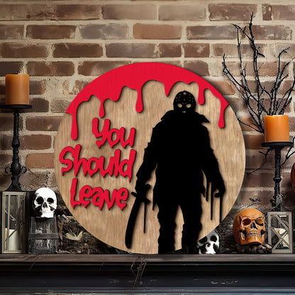 Halloween Welcome Horror Jason Character 2 Layered Door Hanger Sign