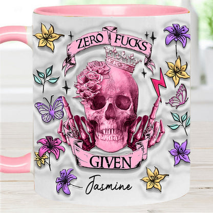 Skull Tattoo Zero Fucks Given Accent Mug