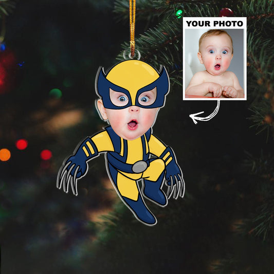 Custom Baby Face Chibi Wolverine Christmas Ornament