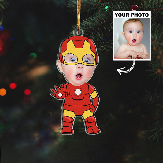 Custom Baby Face Cute Ironman Christmas Ornament