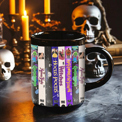 VHS Tape 90s Halloween Movies Nostalgic Black Mug