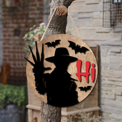 Halloween Welcome Horror Character 2 Layered Door Hanger Sign