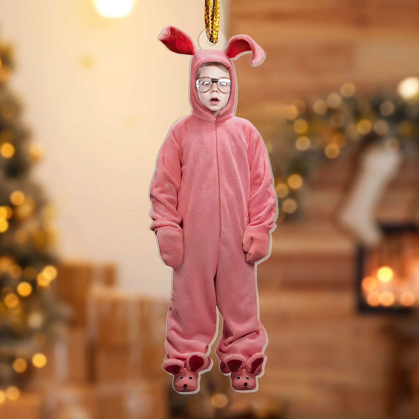 Custom Photo Pink Nightmare Pink Bunny Ornament