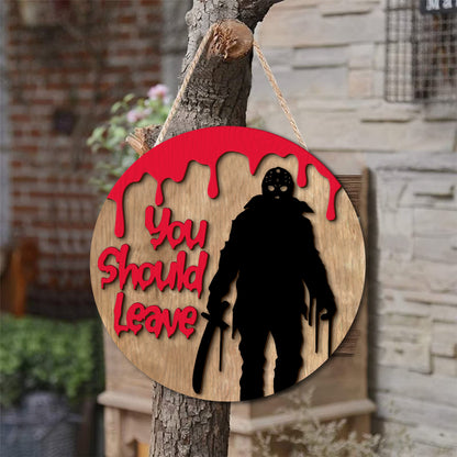 Halloween Welcome Horror Jason Character 2 Layered Door Hanger Sign