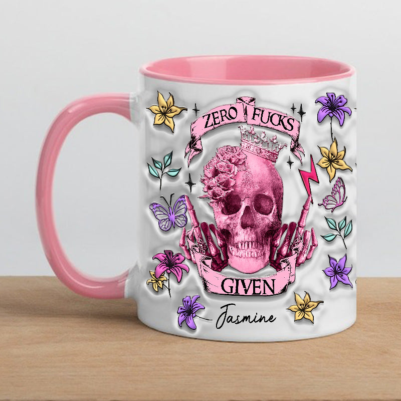 Skull Tattoo Zero Fucks Given Accent Mug