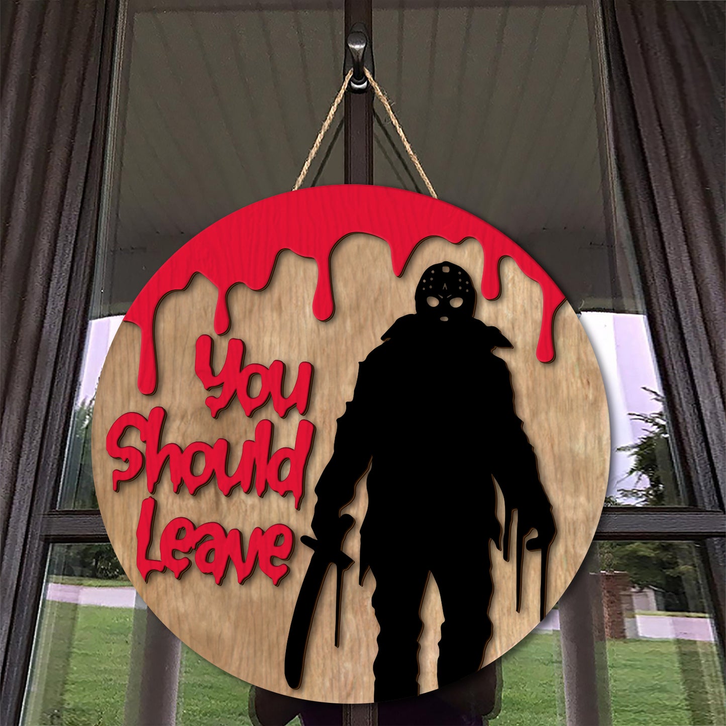 Halloween Welcome Horror Jason Character 2 Layered Door Hanger Sign